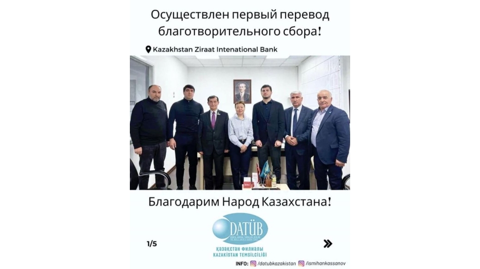 DATÜB Kazakistan Temsilciliği, Toplanan Bağışların İlk Ödemesini Gerçekleştirdi
